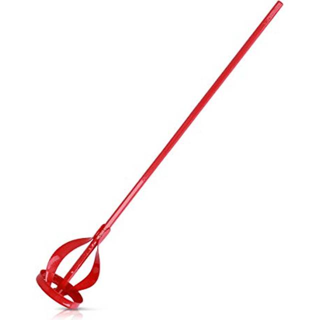 Paint Mixing Paddle - Heavy Duty Paint and Plaster Mixer for Standard Drills - Steel Drill Whisk Tool Painting and Plastering Mixer (Red)