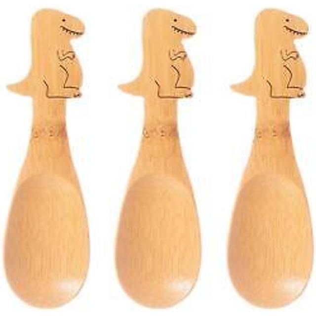 Sass & belle wooden bamboo 't-rex' dinosaur children's spoons - set of 3