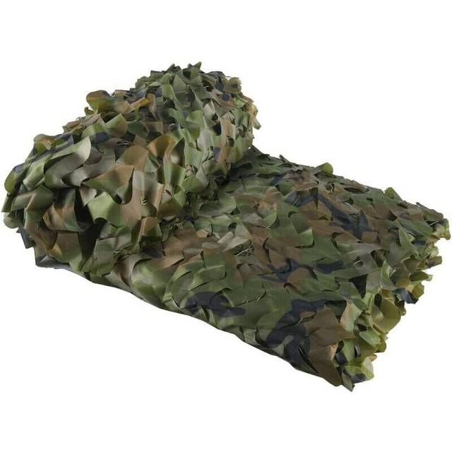 Rectangular shade sail in green camouflage mesh, camouflage design, 3x4 meters