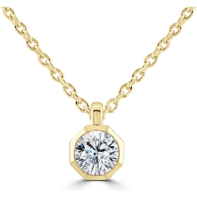 9ct Yellow Gold 0.25ct Lab Grown Diamond Solitaire Octagonal Necklace