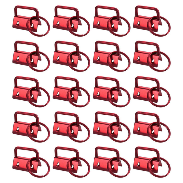 20PCS Key Fob Hardware with Keychain Rings for Bag Webbing,Red
