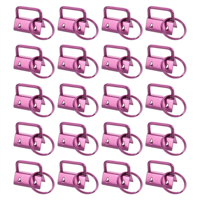 20PCS Key Fob Hardware with Keychain Rings for Bag Webbing,Pink
