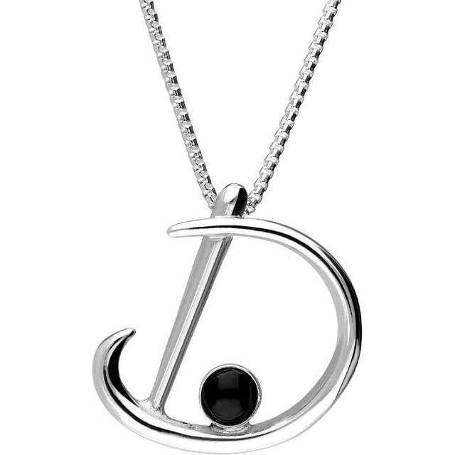 Sterling Silver Whitby Jet Love Letters Initial D Necklace - Option1 Value Silver