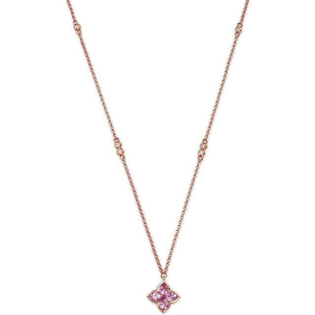Bloomingdale's Fine Collection Pink Sapphire & Diamond Flower Pendant Necklace in 14K Rose Gold, 18