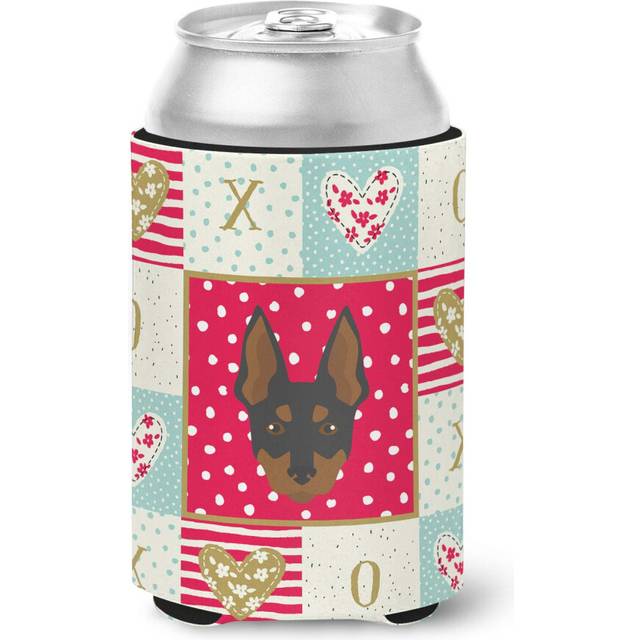 Carolines Treasures CK5198CC English Toy Terrier Love Can or Bottle Hugger  Red Cooler Washable Drink Sleeve Collapsible Bevera