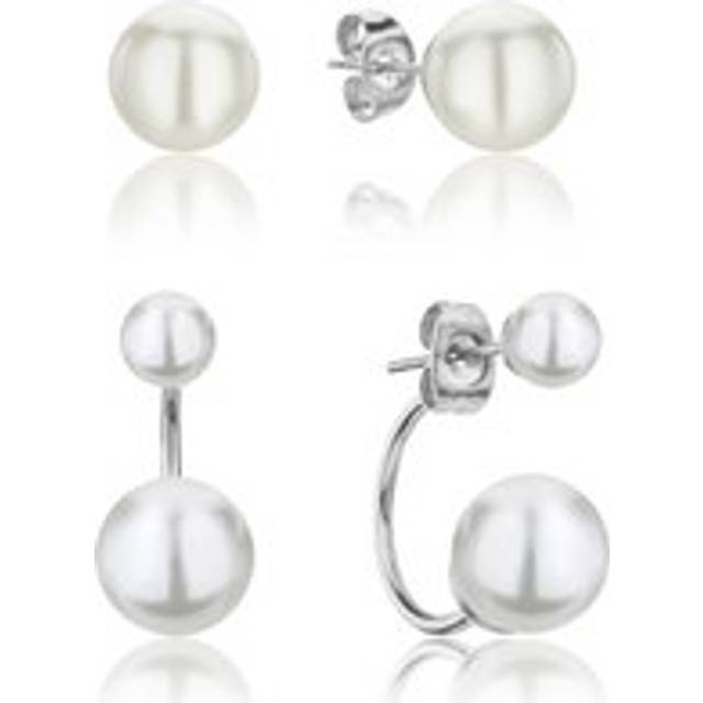 Lot of 2 pairs of earrings woman Isabella Ford Agata Pearl - Argenté