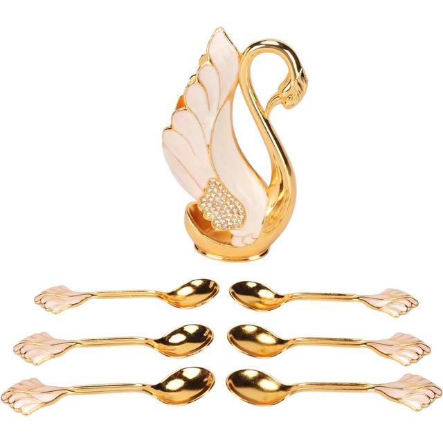 Swan Base Holder Innovative Gold Smoother Edges Coffee Dinnerware Set with Forks Spoons for Bistros L