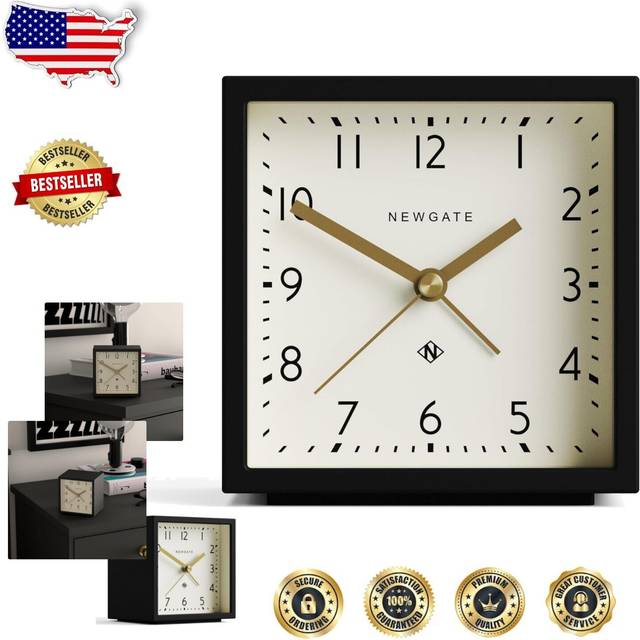 Newgate Clocks Equinox Square Alarm Clock, Black