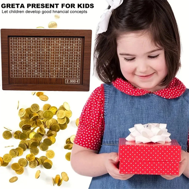 Retro Money Box Japanese Piggy Bank with Counter Coin Boxes Wooden Children Budget,1000