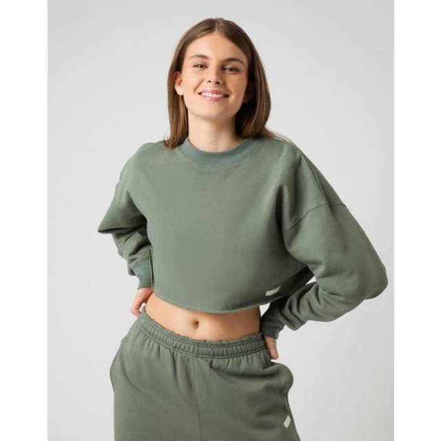 BJÖRN BORG Studio Oversized Cropped Sweatshirt |Khaki green |XS