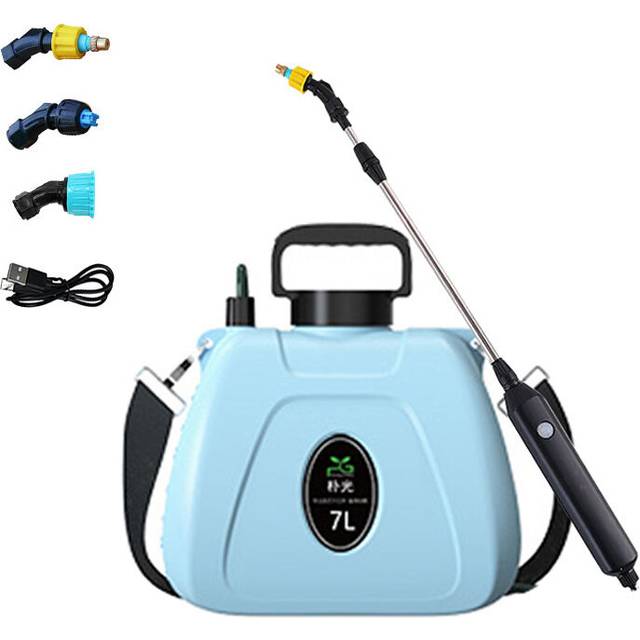 Electric Sprayer, 7L Portable Pump, usb Telescopic Lance with 3 Nozzles, Adjustable Shoulder Strap, Pressure Sprayer for Garden (Blue)