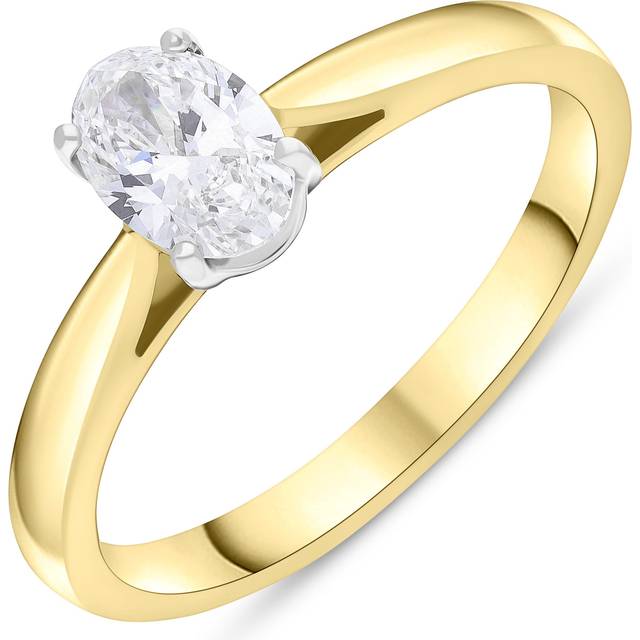 18ct Yellow Gold .52 Diamond Solitaire Oval Ring Size L GIA FVS2
