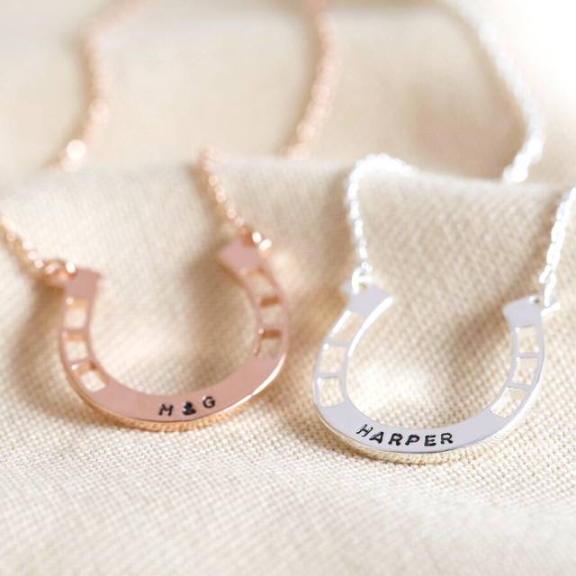 Personalised Horseshoe Necklace - silver/rose gold