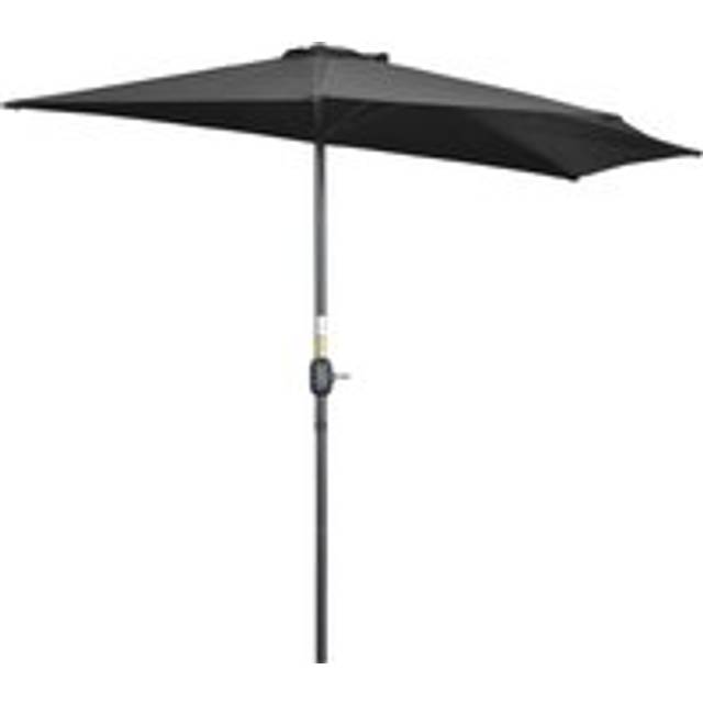 2.7m Balcony Half Parasol 5 Steel Ribs Construction Garden Outdoor Umbrella Black