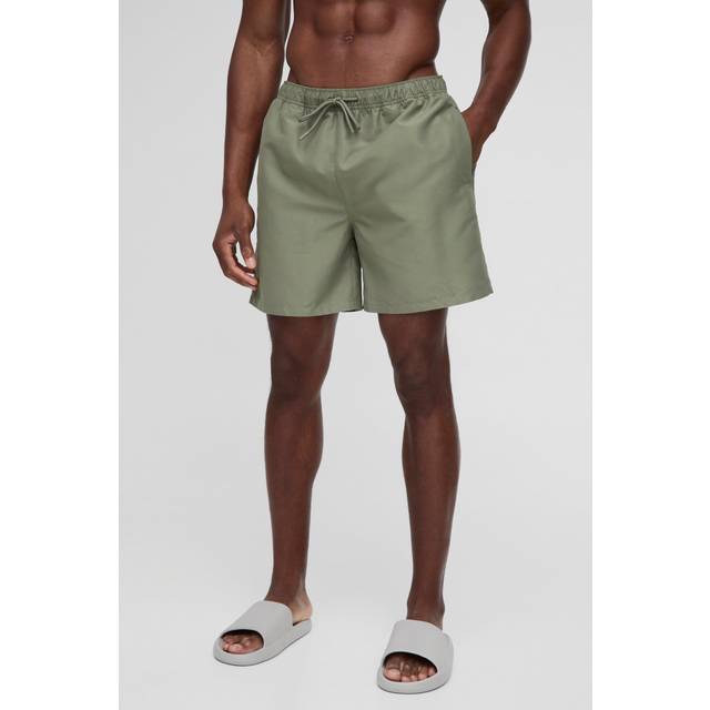 Mid Length Swim Short in Khaki - Green - M