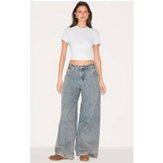 Vintage Seam Detail Low Rise Baggy Jeans, Vintage Wash - 4