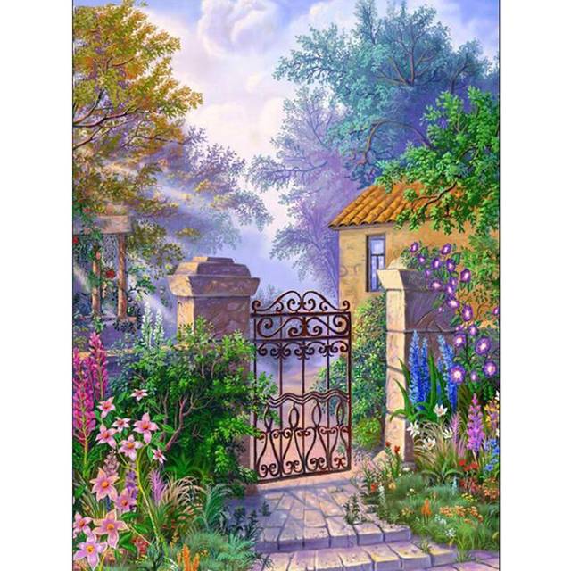 5d Diamond Mosaic Scenery Garden Picture Of Rhinestones Diamond Painting Cross Stitch Kits Diamond Embroidery 20X30CM