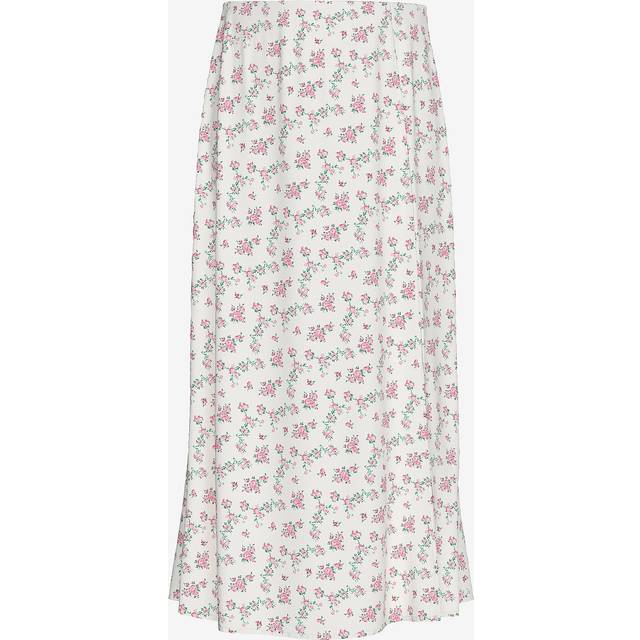 Pieces Pcnya HW Long Slit Skirt WVN BC Dam Maxikjolar Stl. S - Från Magasin - Cloud Dancer/romantic Flower (S)