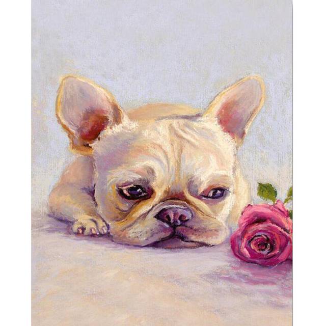 Diamond Painted Dog Full Round Diamond Embroidered Cross Stitch Pet Dog Diamond Mosaic Cartoon 20X30CM