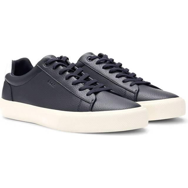 Faux-leather trainers with contrast backtab - Dark Blue