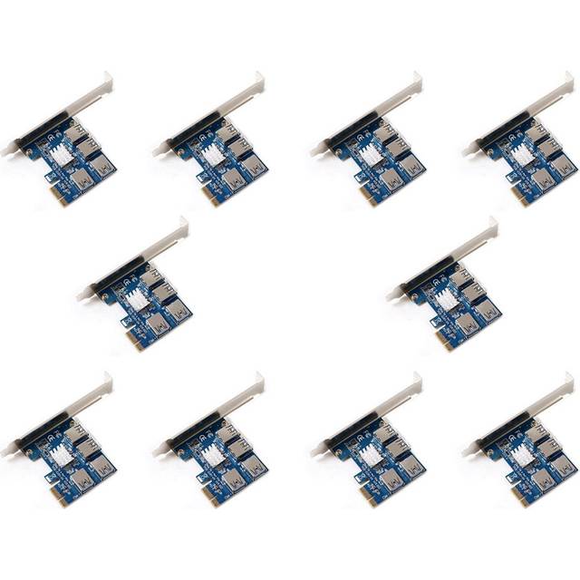 10X PCIE PCI-E PCI Express Riser Card 1X to 16X 1 4 USB 3.0 Slot Multiplier Hub Adapter