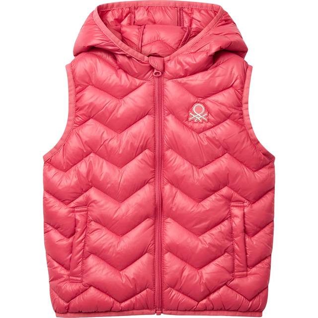 Benetton Kids' Zig Zag Down Padded Gilet, Cyclamen