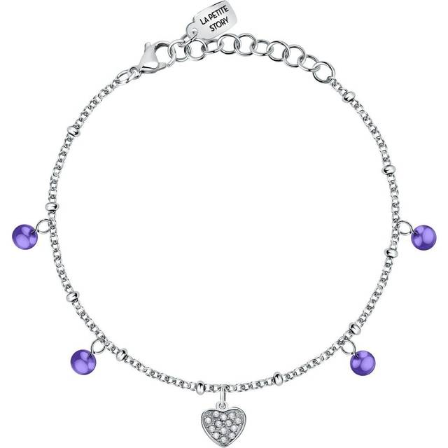 La Petite Story Steel Love Bracelet With Clear And Tanzanite Crystal LPS05ASD42 For Women