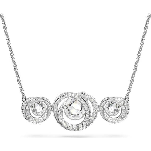 Swarovski Generation Rhodium Plated White Crystal Tri Spiral Pendant D - Silver