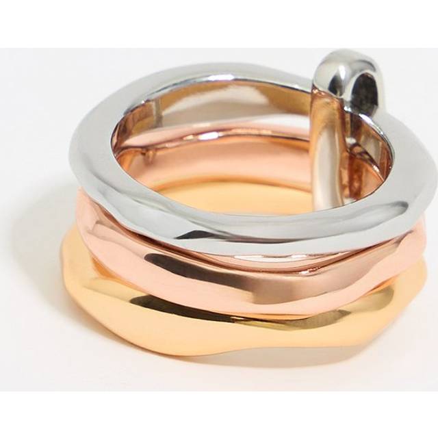 Textured multicolor triple ring - ROSE GOLD - 18