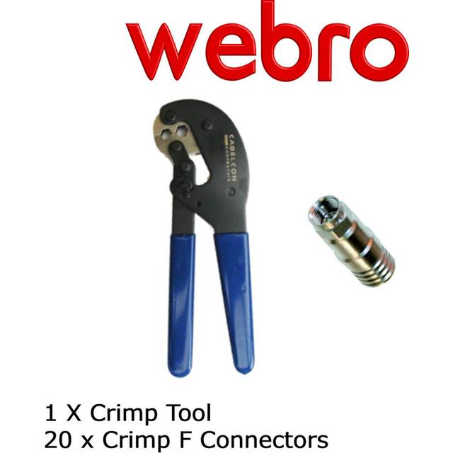 Webro Cabelcon Professional F Crimp Tool & 20 Crimp F Connectors 1.65mm