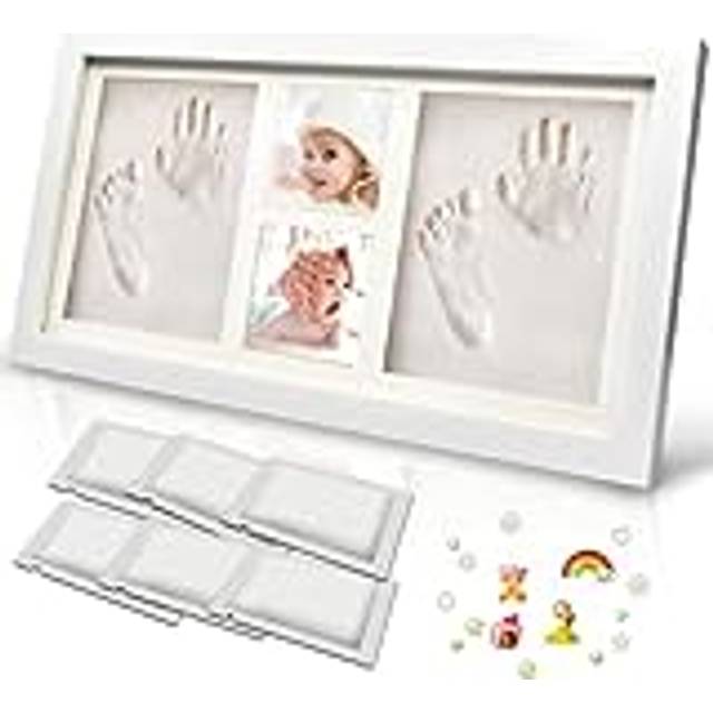 TENQUAN Baby fotavtryck kit handavtryck kaly kit fotoram minnessak kit med 6 paket lera bildram kit minnesvärd duschgåva för nyfödd spädbarn baby flicka pojke