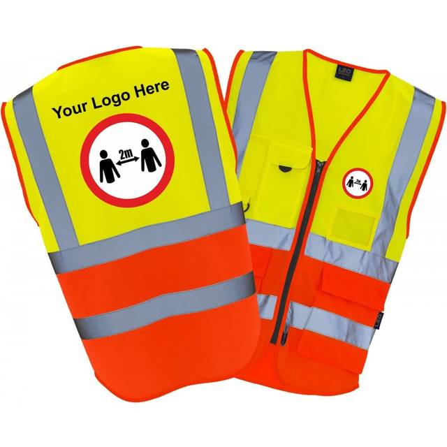 Gorilla Workwear Custom Logo / Social Distancing / Work Safe Class 2 Executive Hi Vis Vest COLOUR: Hi-Vis Yellow, Size: 5XL