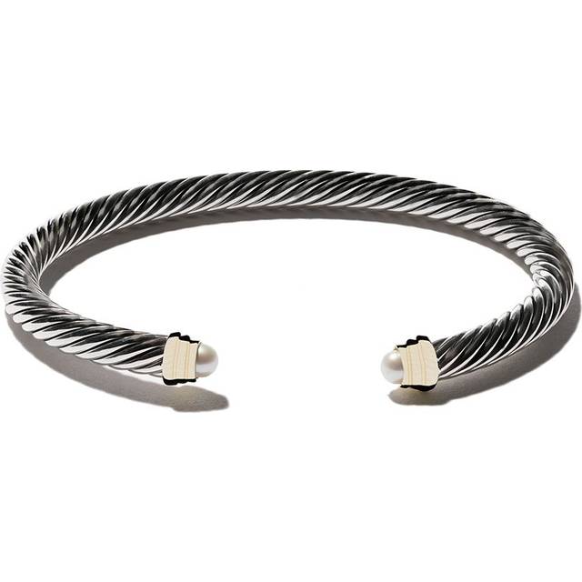 David Yurman - 14kt yellow gold and sterling silver Classic Cable bracelet (5mm) - women - 14kt Gold/Silver/Pearls - S