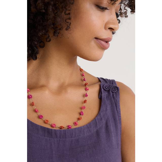 Polyantha Floral Bead Necklace - Tulip Marigold Mix