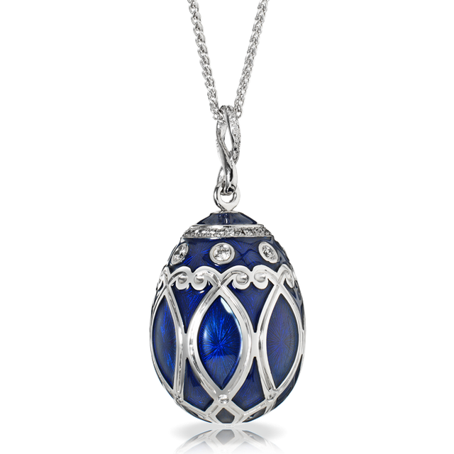 Faberge Palais Yelagin 18ct White Gold Diamond Blue Pendant - White Gold