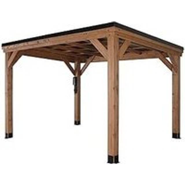 Backyard Discovery - Arcadia Pitched Roof 100% Cedar Wood Gazebo 3.7m x 2.9m (12ft x 9.5ft)