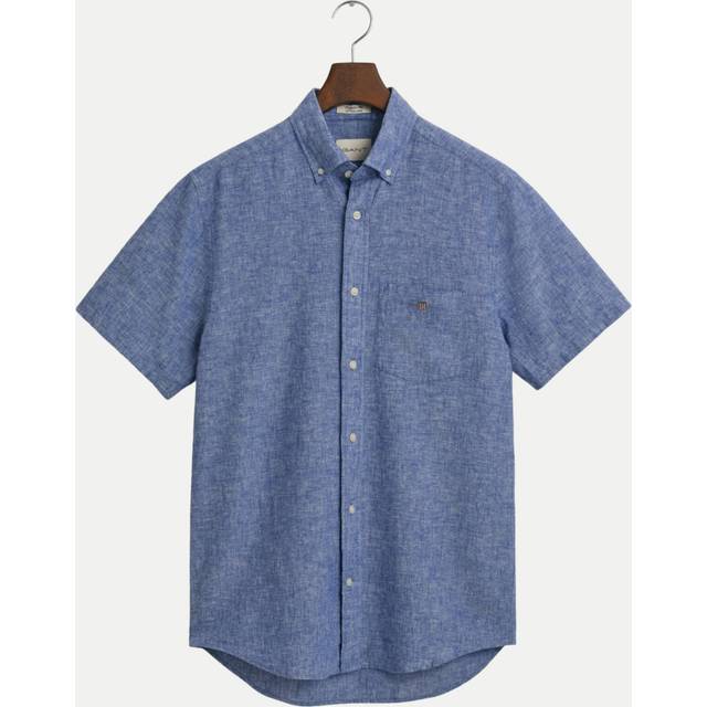 Gant Regular Fit Cotton Linen Short Sleeve Shirt - XL, RICH BLU