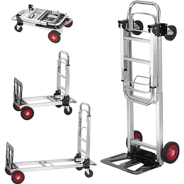 VEVOR Aluminium hopfällbar handtruck, 2 i 1 design 400 lbs kapacitet, tung industriell hopfällbar vagn, Dolly Cart med gummihjul för transport och förflyttning i lager, stormarknad, trädgård