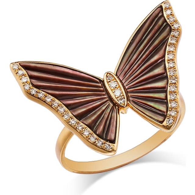 Bloomingdale's Fine Collection Mother of Pearl & Diamond Butterfly Ring in 14K Yellow Gold