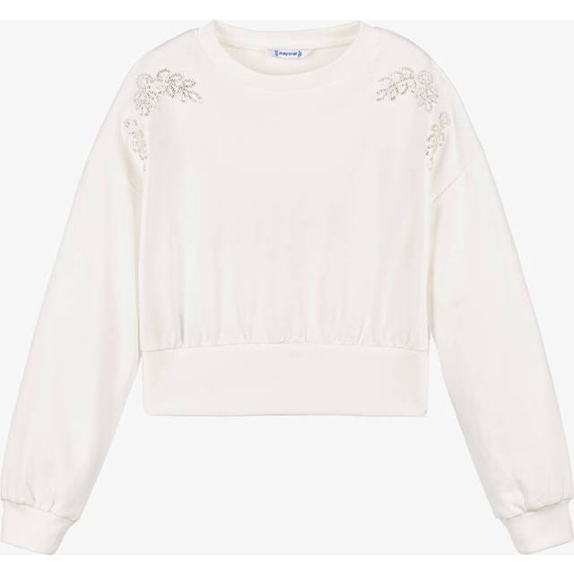 Mayoral Girls Ivory Cotton Sequin Sweatshirt - 16 year