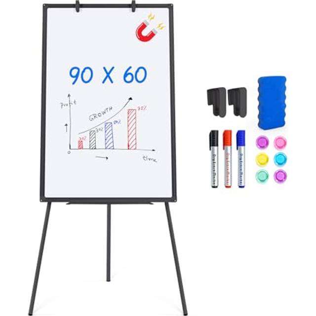 Flip Chart Whiteboard 60x90cm, Magnetic Whiteboard with Stand, Portable Lightweight Flipchart for Home, Office, School
