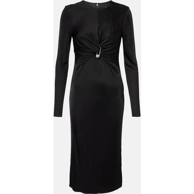 Versace Safety Pin gathered jersey midi dress - black (UK 12)