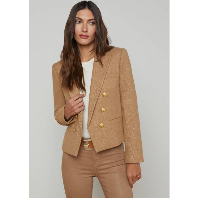 Brooke Double-Breasted Cropped Blazer - LATTEGOLD - 12