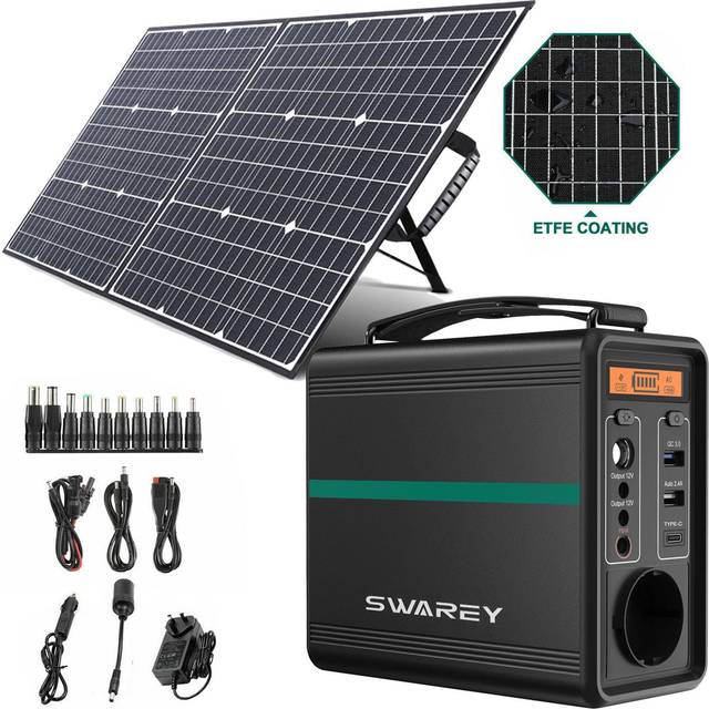 Power Station Power Generator 150W SWAREY 166Wh Solar Generator Power Bank Charger With 100W Solar Panel