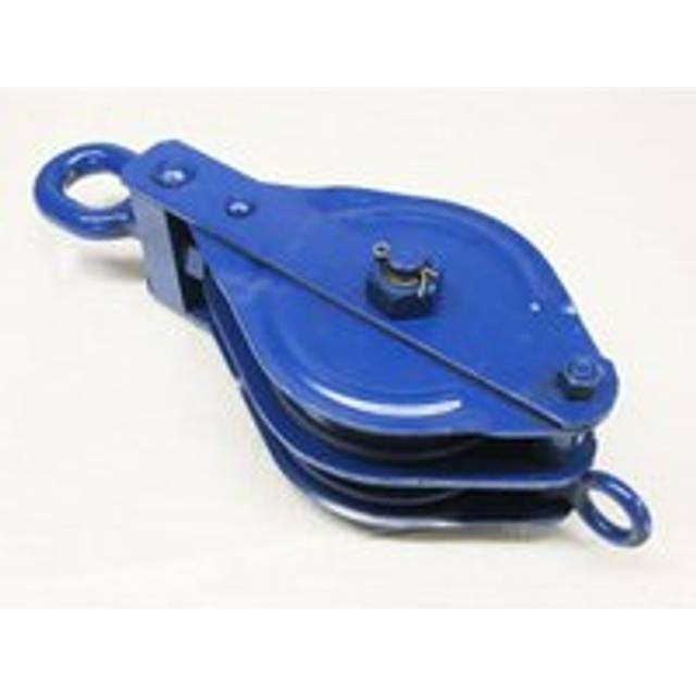 2 Ton 150MM Double Block With Swivel Eye Blue Painted - 16MM Pulley Wire Rope Safety Lifting