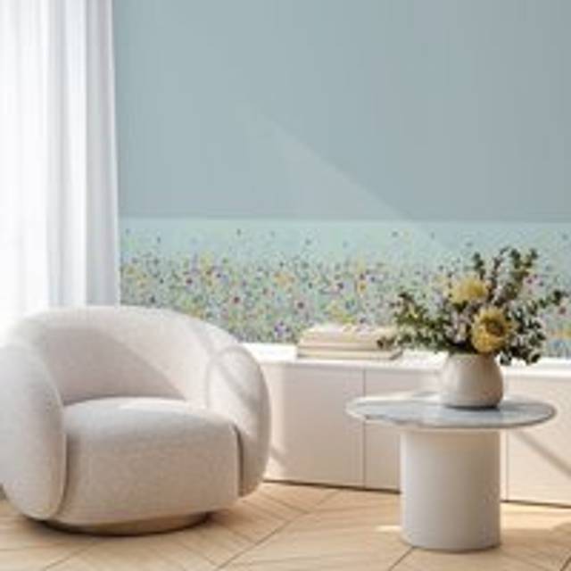 Spring Flowers Frieze Wallpaper Border - Blue