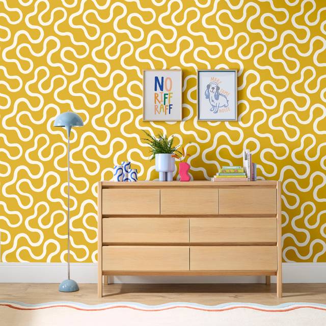 Elements Wigley Self Adhesive Wallpaper - Yellow