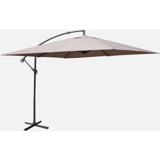 Sweeek - Offset square parasol 3x3m, Hardelot, Beige-brown, 300x295x250 cm