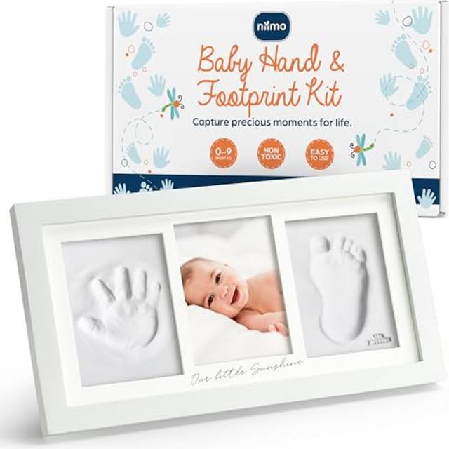 Baby Hand and Footprint Kit with Picture Frame - Inkless Baby Clay Handprint and Footprint Kit, New Parents Gifts & Keepsakes, Baby Keepsake Gifts for