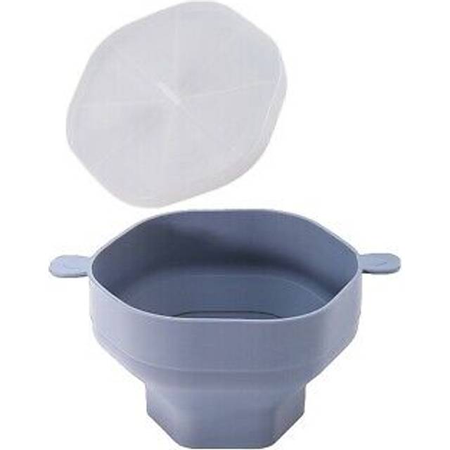 Silicone Microwave Popcorn Bowl Foldable Maker Bucket with Lid Folding Kitchen Baking Tool Gray